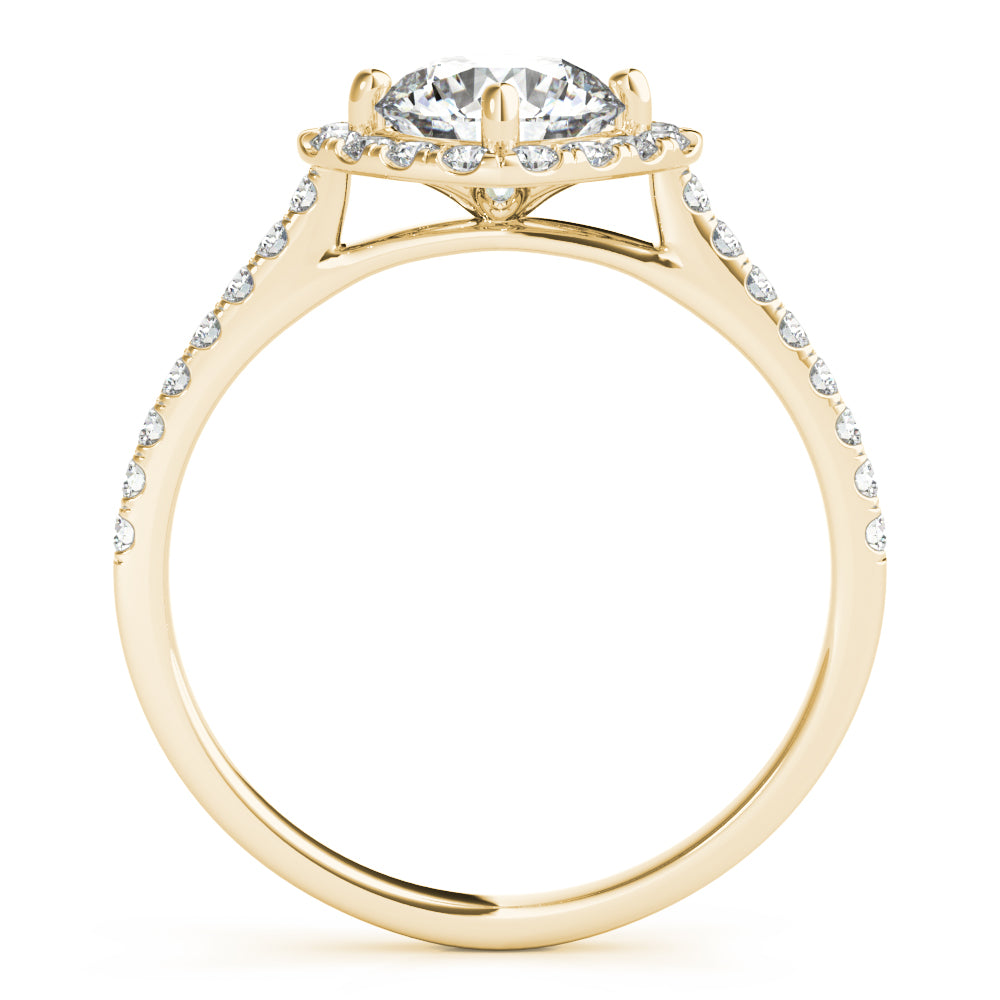 Pristine Center Halo Round Diamond Engagement Ring in 10K/14K gold and platinum with certified lab-grown or natural diamonds