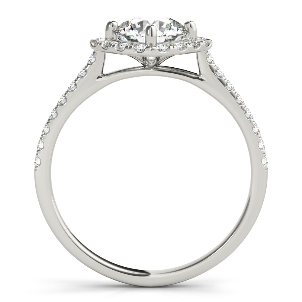 Pristine Center Halo Round Diamond Engagement Ring in 10K/14K gold and platinum with certified lab-grown or natural diamonds