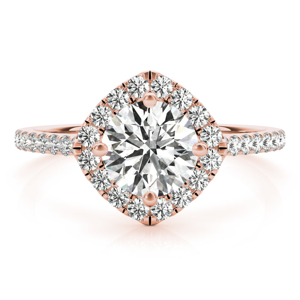 Pristine Center Halo Round Diamond Engagement Ring in 10K/14K gold and platinum with certified lab-grown or natural diamonds