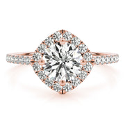 Pristine Center Halo Round Diamond Engagement Ring in 10K/14K gold and platinum with certified lab-grown or natural diamonds