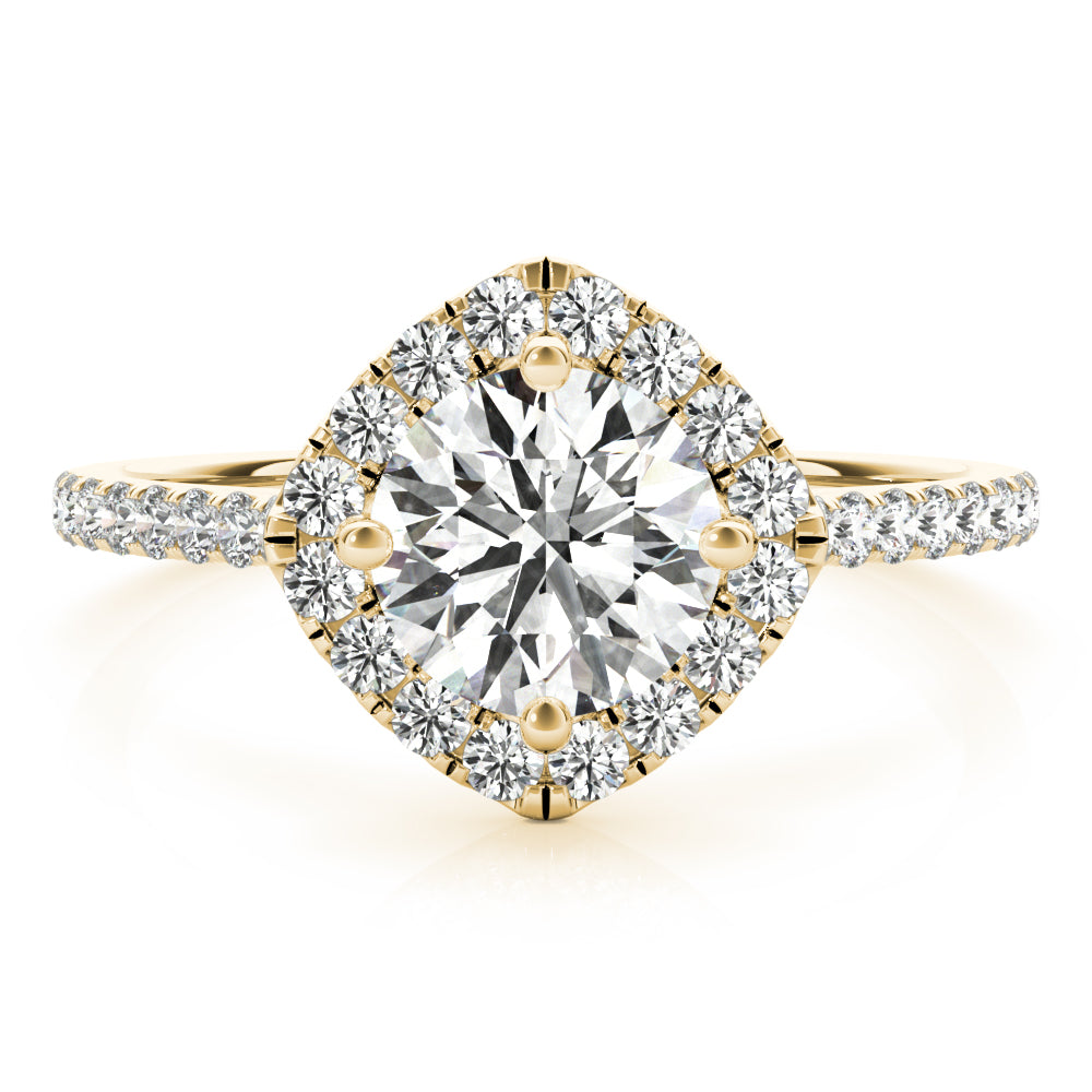 Pristine Center Halo Round Diamond Engagement Ring in 10K/14K gold and platinum with certified lab-grown or natural diamonds