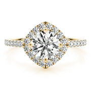 Pristine Center Halo Round Diamond Engagement Ring in 10K/14K gold and platinum with certified lab-grown or natural diamonds