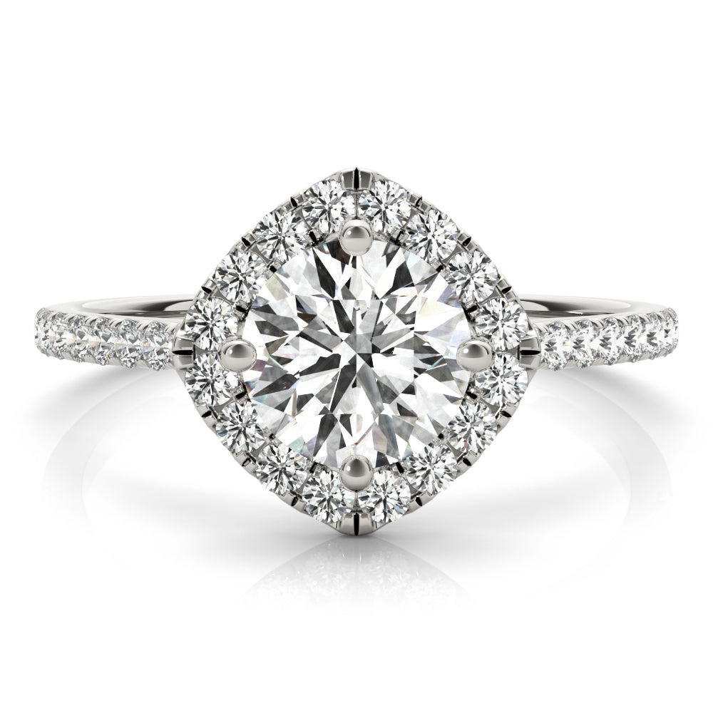 Pristine Center Halo Round Diamond Engagement Ring in 10K/14K gold and platinum with certified lab-grown or natural diamonds