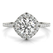 Pristine Center Halo Round Diamond Engagement Ring in 10K/14K gold and platinum with certified lab-grown or natural diamonds