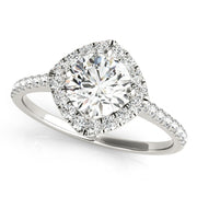 Pristine Center Halo Round Diamond Engagement Ring in 10K/14K gold and platinum with certified lab-grown or natural diamonds