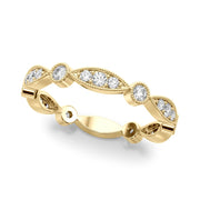 Bezel Set Stackable Milgrain Half Eternity Ring in 10K/14K gold and platinum with certified lab-grown or natural diamonds