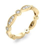 Bezel Set Stackable Milgrain Half Eternity Ring in Gold & Platinum