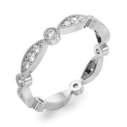 Bezel Set Stackable Milgrain Half Eternity Ring in Gold & Platinum