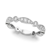 Bezel Set Stackable Milgrain Half Eternity Ring in Gold & Platinum