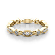 Bezel Set Stackable Milgrain Half Eternity Ring in Gold & Platinum