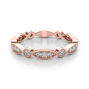 Bezel Set Stackable Milgrain Half Eternity Ring in Gold & Platinum