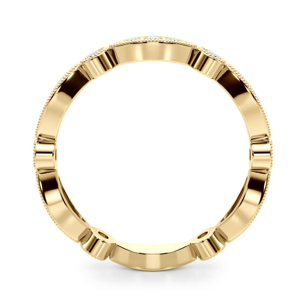 Bezel Set Stackable Milgrain Half Eternity Ring in Gold & Platinum