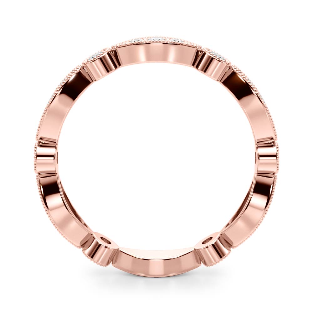 Bezel Set Stackable Milgrain Half Eternity Ring in Gold & Platinum