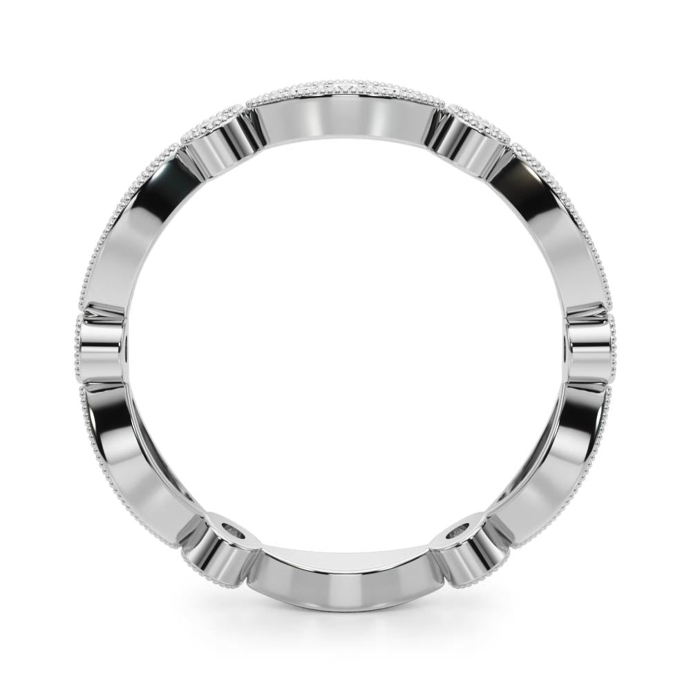 Bezel Set Stackable Milgrain Half Eternity Ring in Gold & Platinum