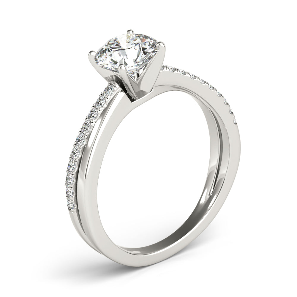 Adored Split Shank Round Diamond Engagement Ring in 10K/14K gold and platinum with certified lab-grown or natural diamonds