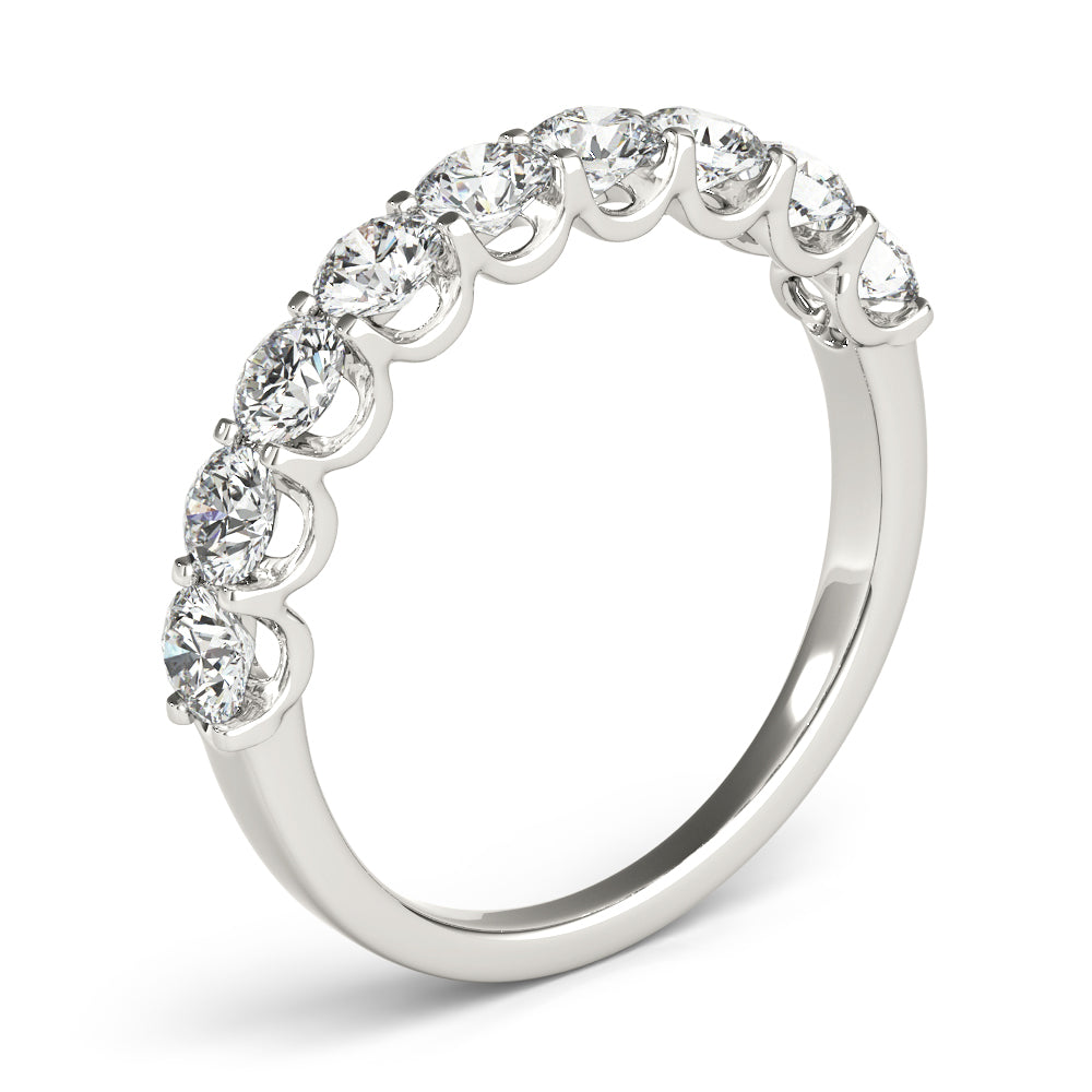 Shared Prong Half Eternity Ring in Gold & Platinum