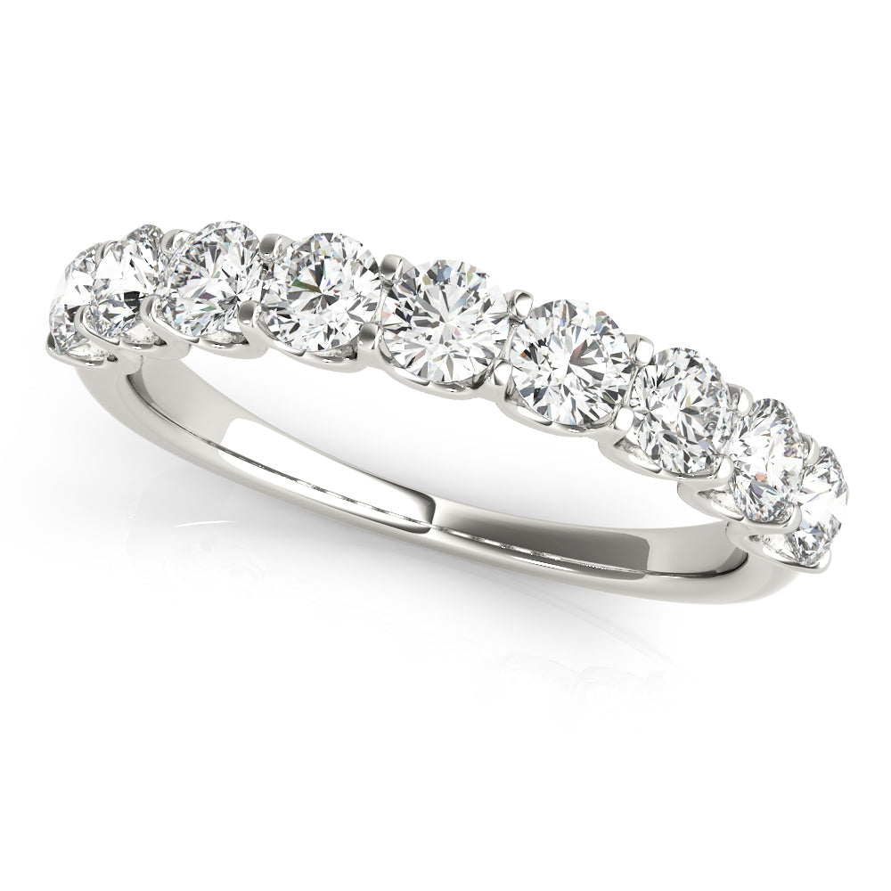 Shared Prong Half Eternity Ring in Gold & Platinum
