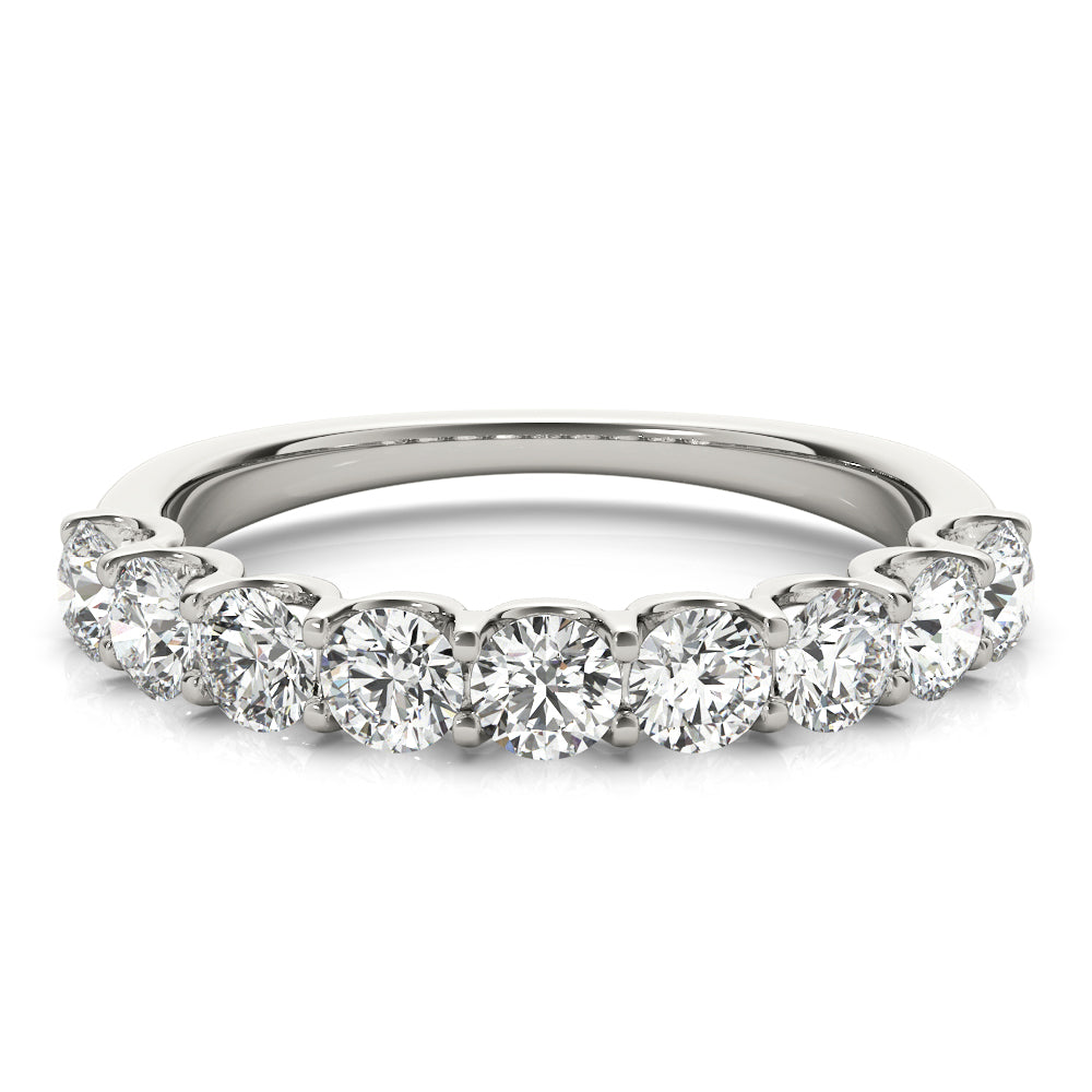 Shared Prong Half Eternity Ring in Gold & Platinum