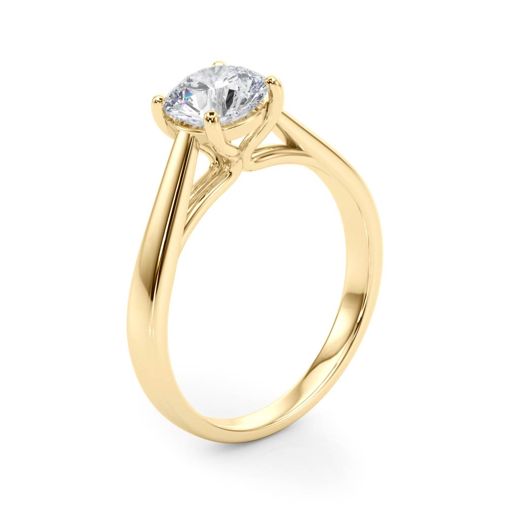 Classic 4 Prong Solitaire Round Diamond Engagement Ring in 10K/14K gold and platinum with certified lab-grown or natural diamonds
