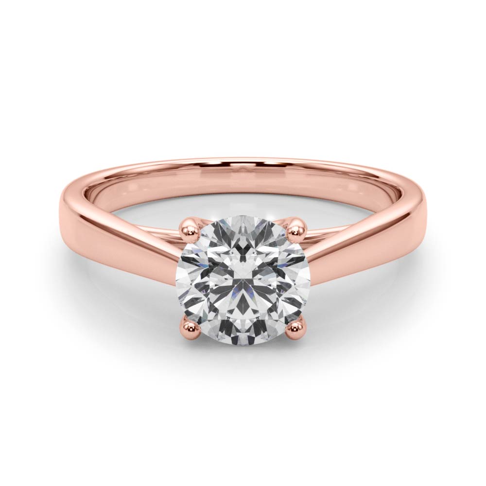 Classic 4 Prong Solitaire Round Diamond Engagement Ring in 10K/14K gold and platinum with certified lab-grown or natural diamonds
