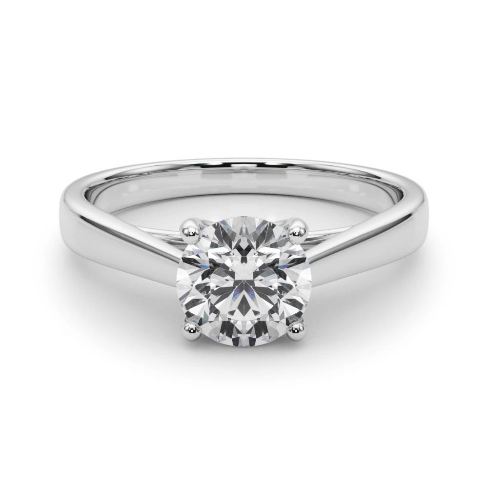 Classic 4 Prong Solitaire Round Diamond Engagement Ring in 10K/14K gold and platinum with certified lab-grown or natural diamonds