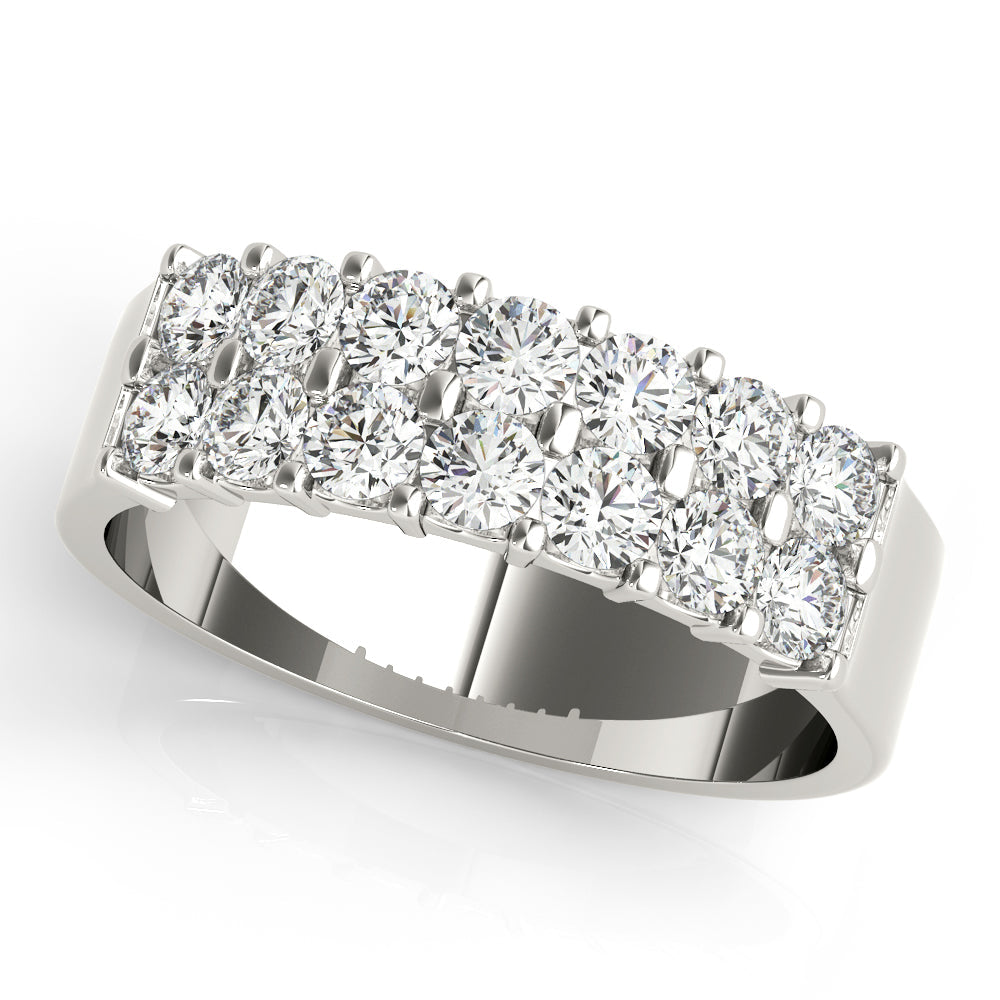 Two Row Half Eternity Ring in 10K/14K gold and platinum with certified lab-grown or natural diamonds
