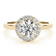 Elegant Halo Round Diamond Engagement Ring in 10K/14K gold and platinum with certified lab-grown or natural diamonds
