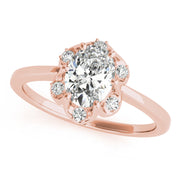 Vintage-Inspired Fashion Rings Oval Diamond Engagement Ring in 10K/14K gold and platinum with certified lab-grown or natural diamonds