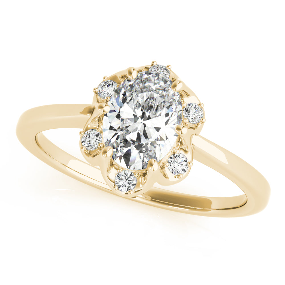 Vintage-Inspired Fashion Rings Oval Diamond Engagement Ring in 10K/14K gold and platinum with certified lab-grown or natural diamonds