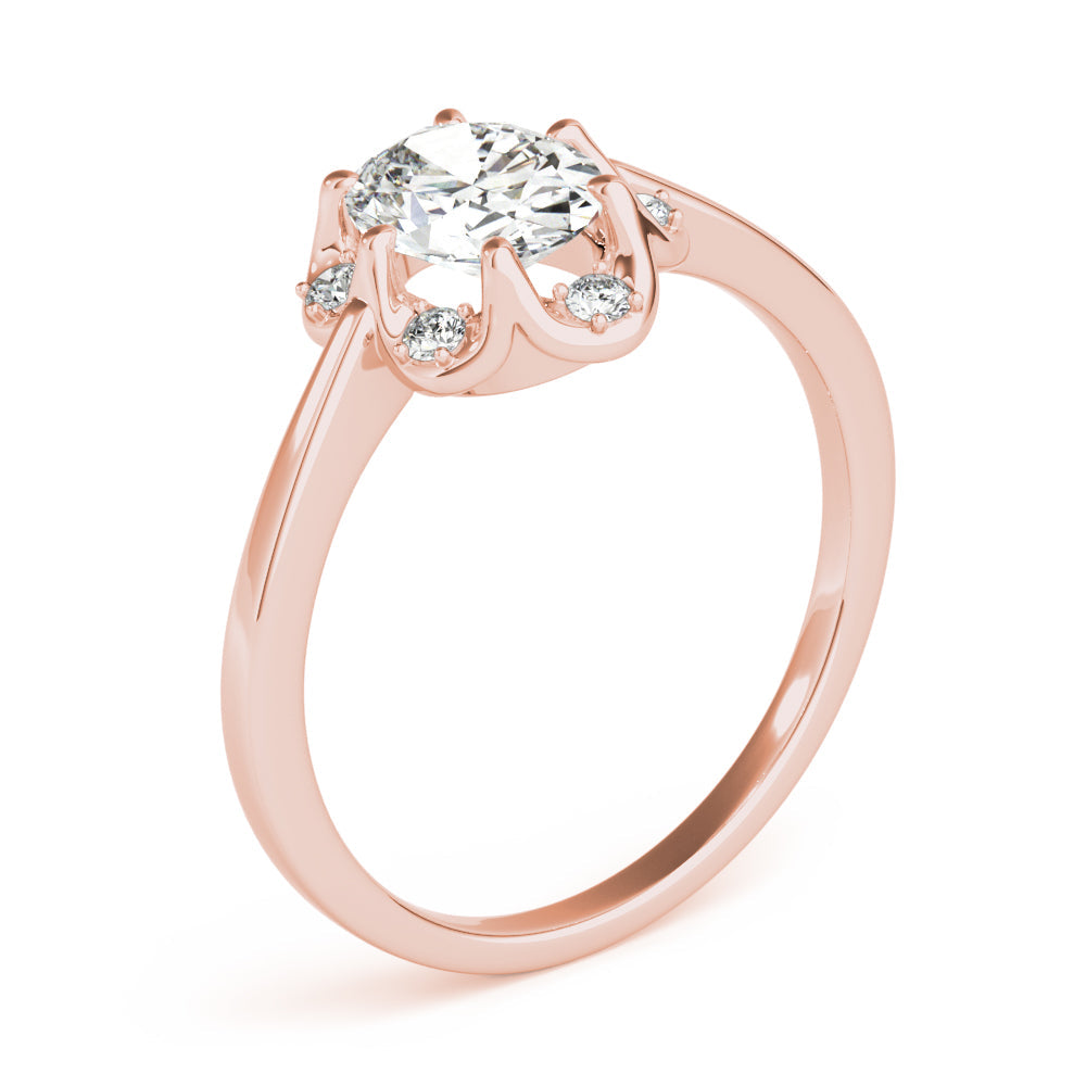 Vintage-Inspired Fashion Rings Oval Diamond Engagement Ring in 10K/14K gold and platinum with certified lab-grown or natural diamonds