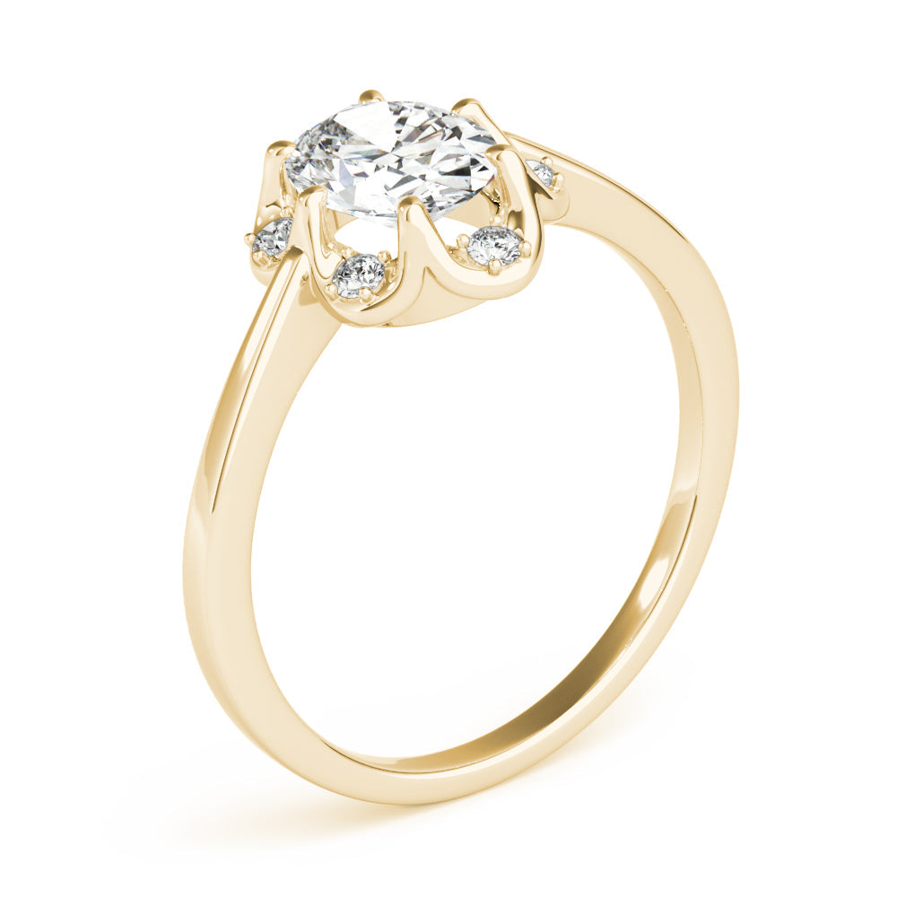 Vintage-Inspired Fashion Rings Oval Diamond Engagement Ring in 10K/14K gold and platinum with certified lab-grown or natural diamonds
