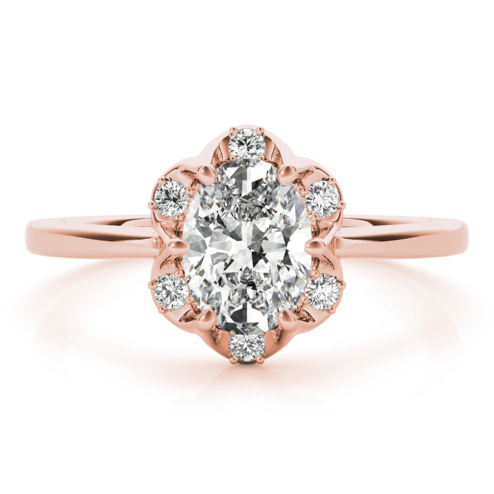 Vintage-Inspired Fashion Rings Oval Diamond Engagement Ring in 10K/14K gold and platinum with certified lab-grown or natural diamonds