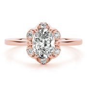Vintage-Inspired Fashion Rings Oval Diamond Engagement Ring in 10K/14K gold and platinum with certified lab-grown or natural diamonds