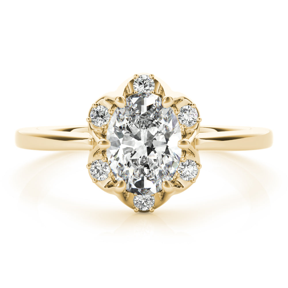 Vintage-Inspired Fashion Rings Oval Diamond Engagement Ring in 10K/14K gold and platinum with certified lab-grown or natural diamonds