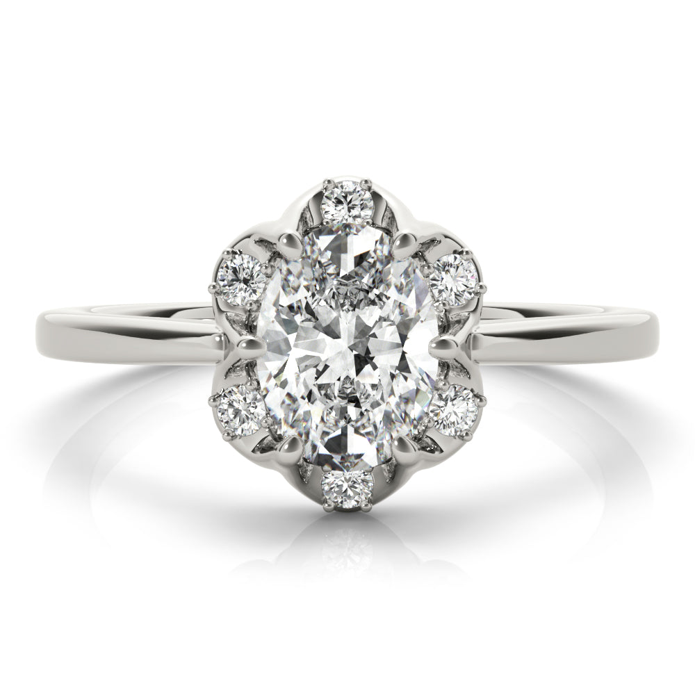Vintage-Inspired Fashion Rings Oval Diamond Engagement Ring in 10K/14K gold and platinum with certified lab-grown or natural diamonds