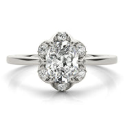 Vintage-Inspired Fashion Rings Oval Diamond Engagement Ring in 10K/14K gold and platinum with certified lab-grown or natural diamonds