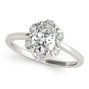 Vintage-Inspired Fashion Rings Oval Diamond Engagement Ring in 10K/14K gold and platinum with certified lab-grown or natural diamonds