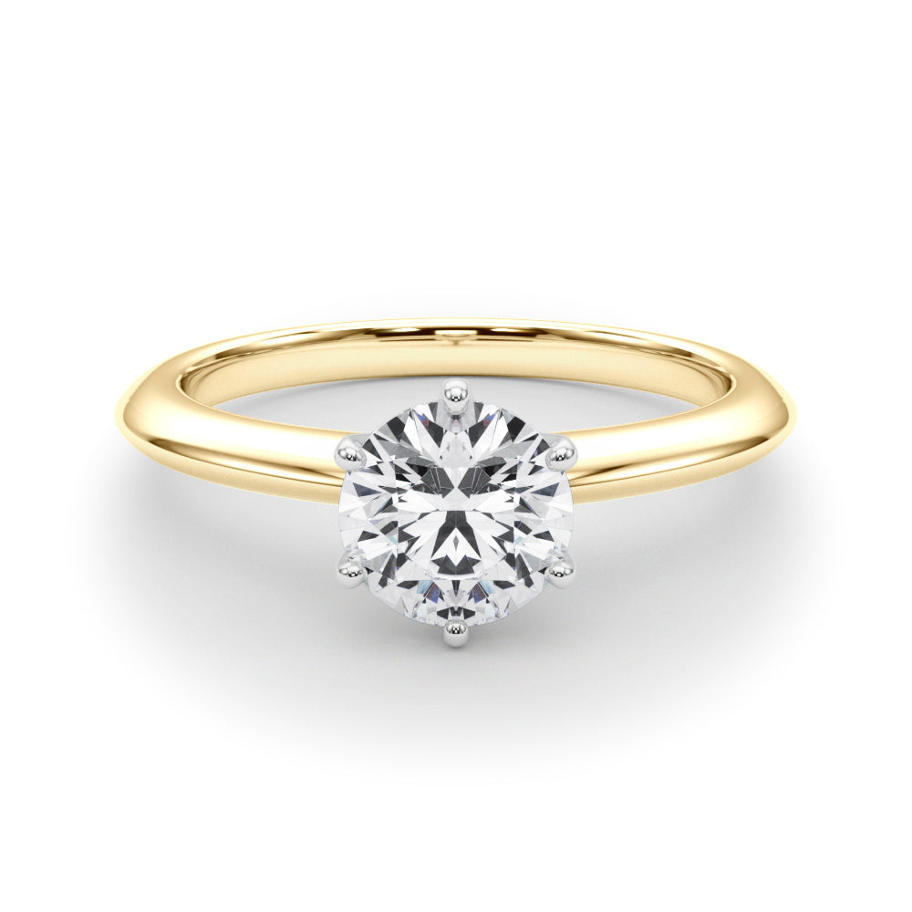 Heirloom 6 Prong Solitaire Round Diamond Engagement Ring in 10K/14K gold and platinum with certified lab-grown or natural diamonds