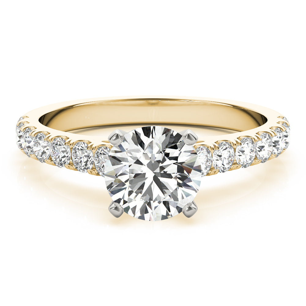 Straight Split Prong Diamond Half Eternity Ring in Gold & Platinum