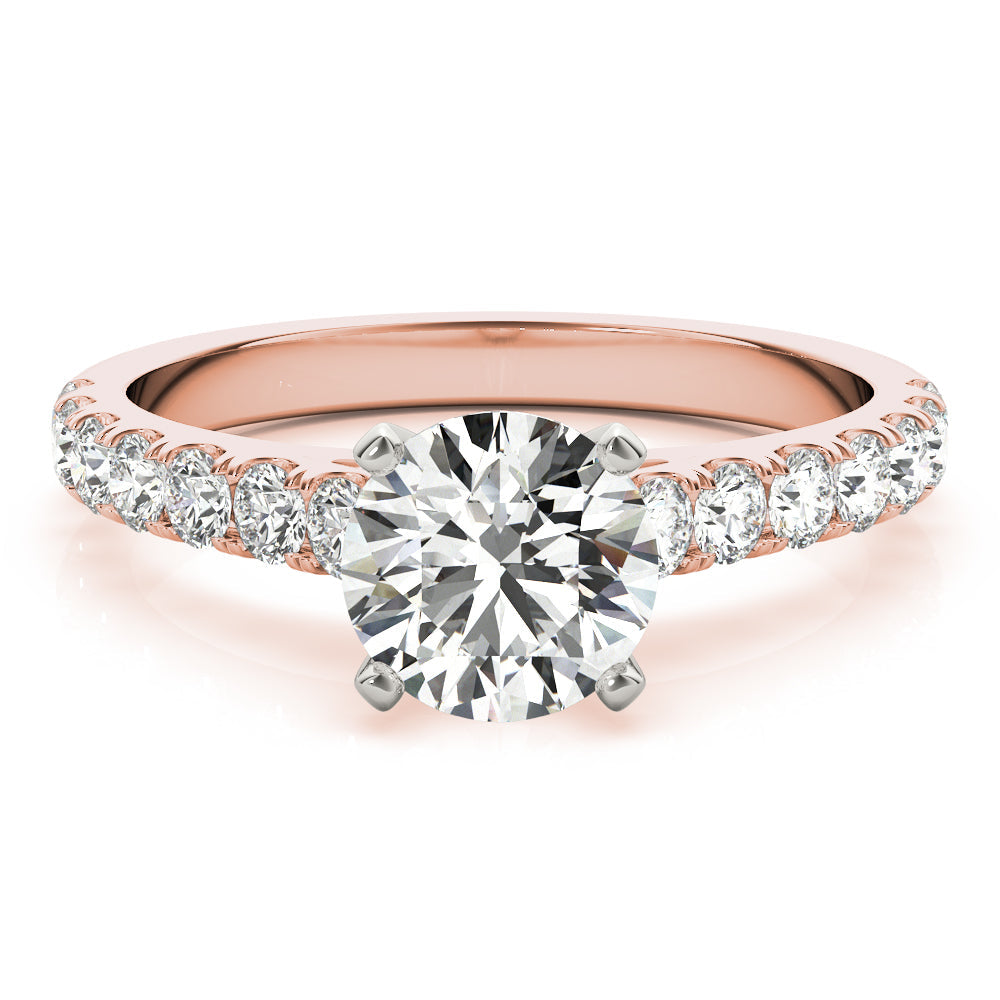 Straight Split Prong Diamond Half Eternity Ring in Gold & Platinum
