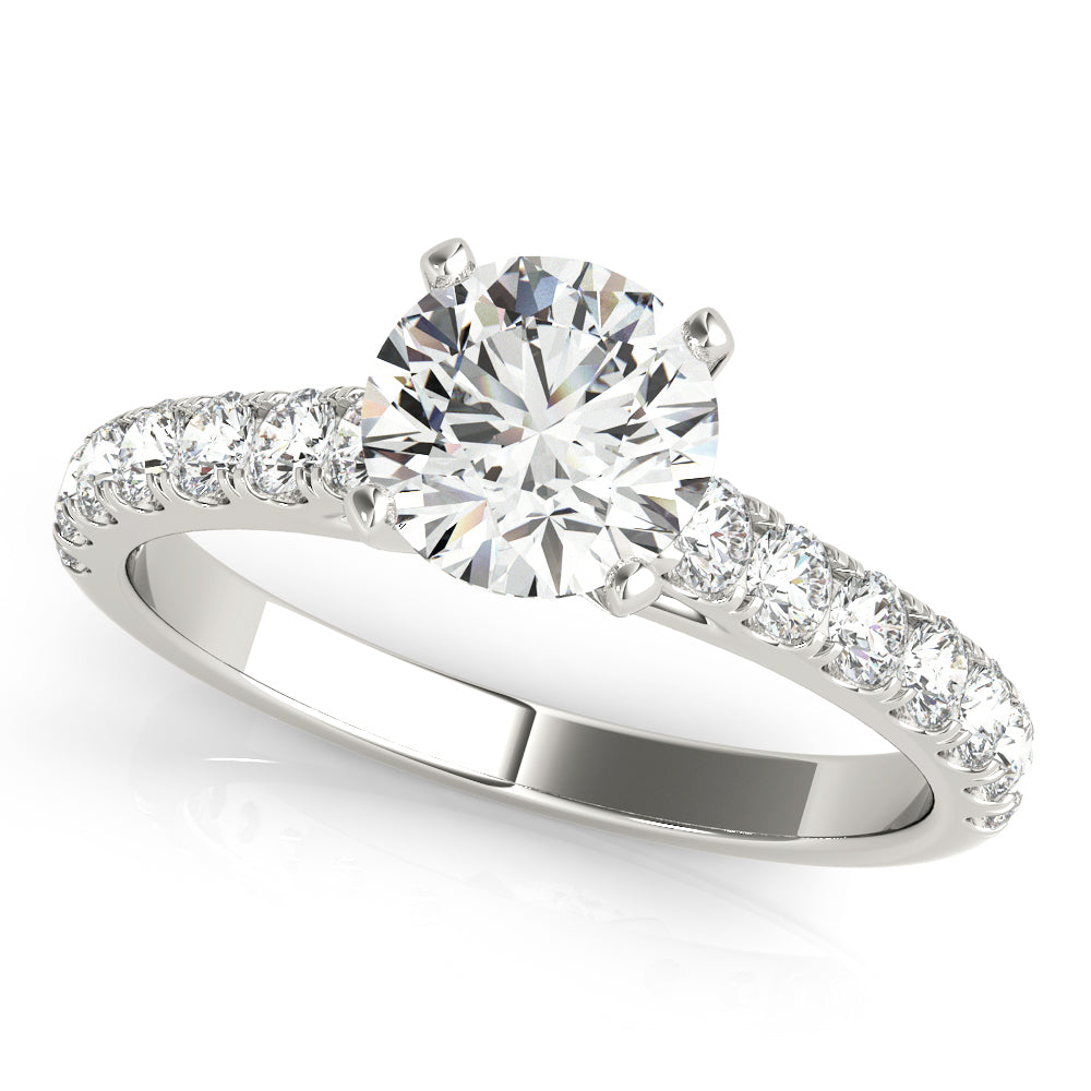 Straight Split Prong Diamond Half Eternity Ring in Gold & Platinum
