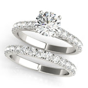 Straight Split Prong Diamond Half Eternity Ring in Gold & Platinum