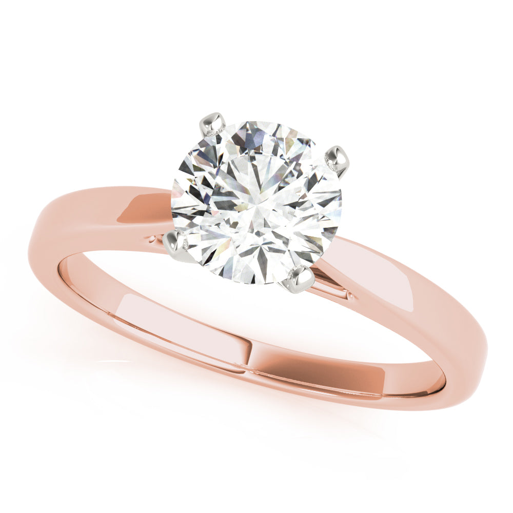 Luxe Cathedral Shank Solitaire Round Diamond Engagement Ring in 10K/14K gold and platinum with certified lab-grown or natural diamonds
