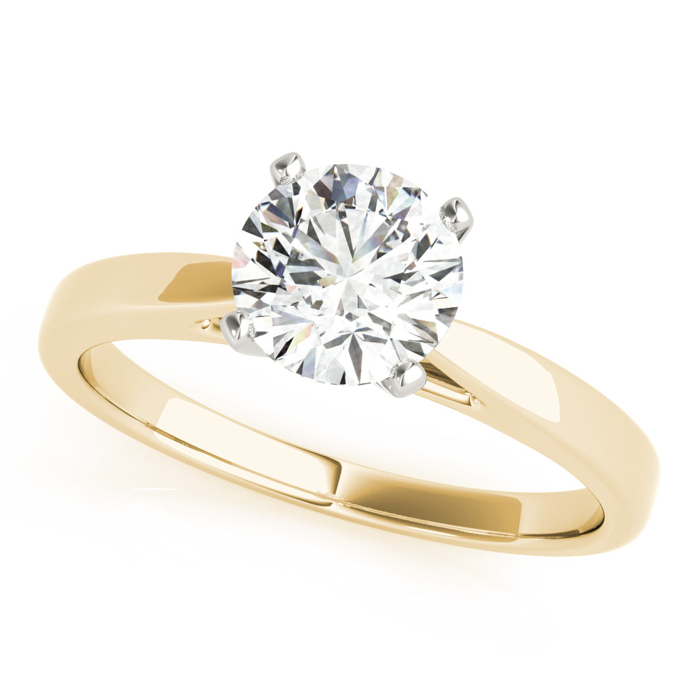 Luxe Cathedral Shank Solitaire Round Diamond Engagement Ring in 10K/14K gold and platinum with certified lab-grown or natural diamonds
