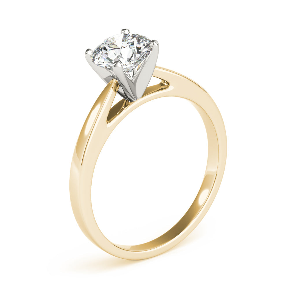 Luxe Cathedral Shank Solitaire Round Diamond Engagement Ring in 10K/14K gold and platinum with certified lab-grown or natural diamonds