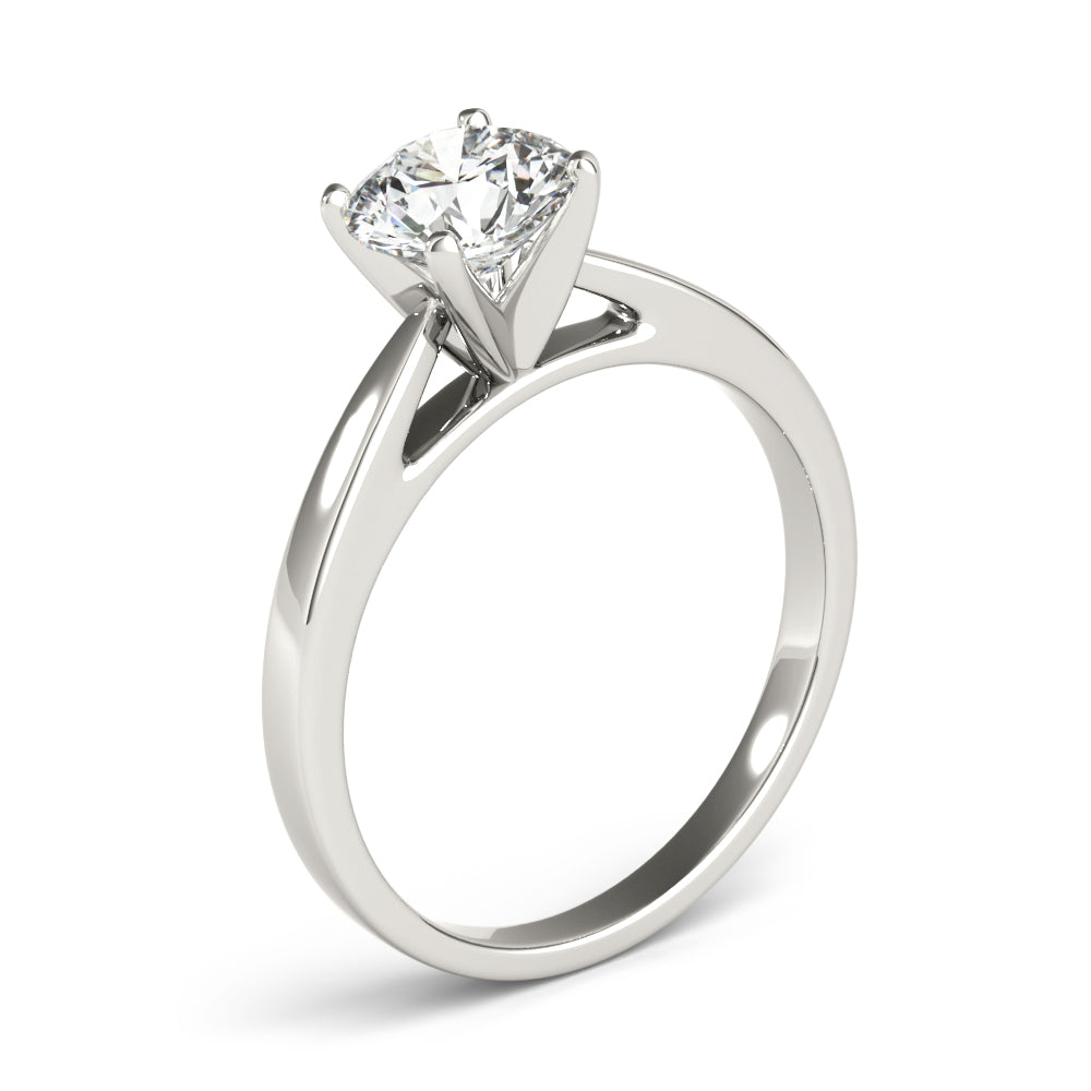 Luxe Cathedral Shank Solitaire Round Diamond Engagement Ring in 10K/14K gold and platinum with certified lab-grown or natural diamonds