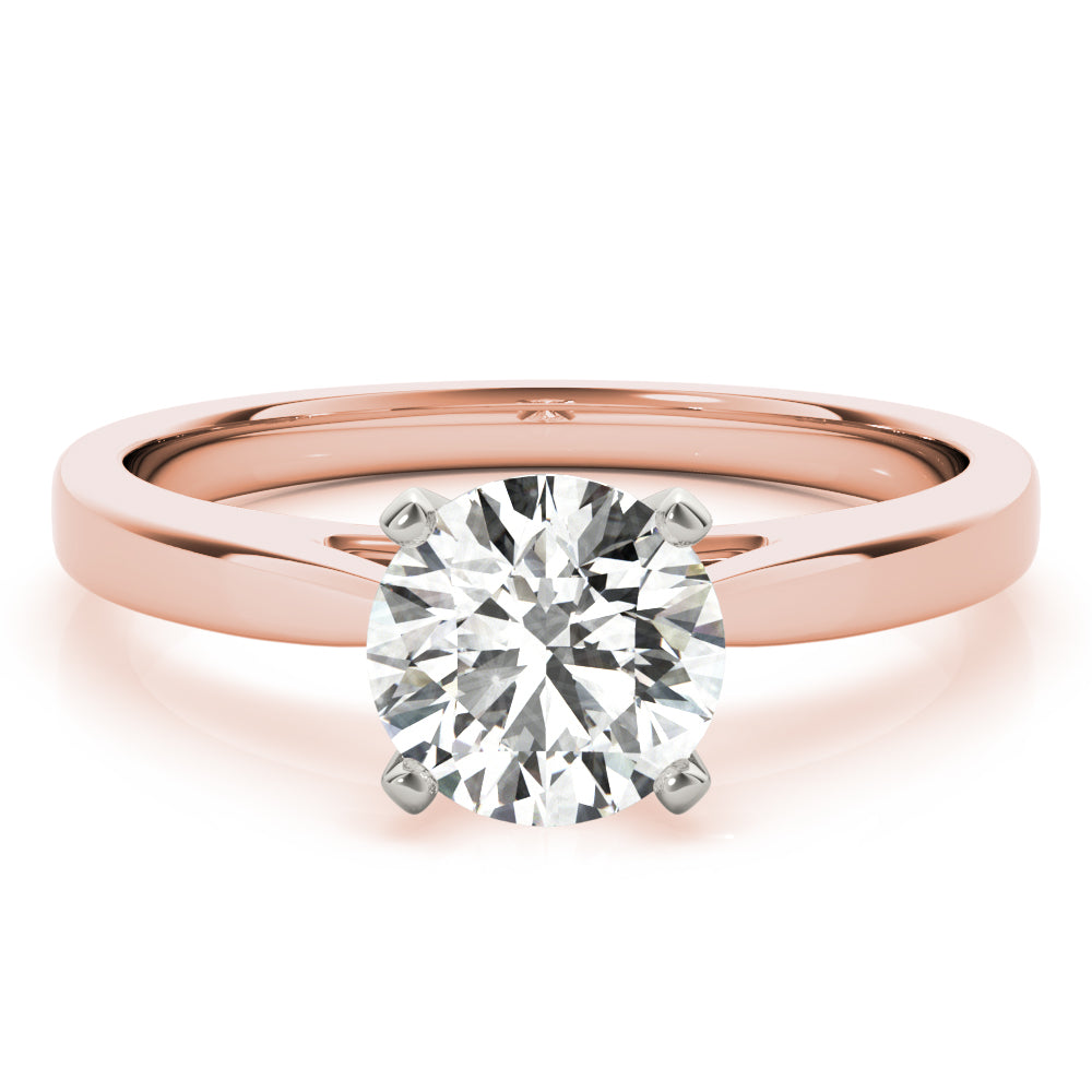 Luxe Cathedral Shank Solitaire Round Diamond Engagement Ring in 10K/14K gold and platinum with certified lab-grown or natural diamonds