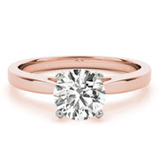 Luxe Cathedral Shank Solitaire Round Diamond Engagement Ring in 10K/14K gold and platinum with certified lab-grown or natural diamonds