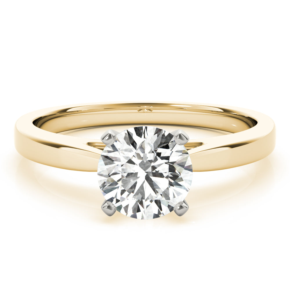 Luxe Cathedral Shank Solitaire Round Diamond Engagement Ring in 10K/14K gold and platinum with certified lab-grown or natural diamonds