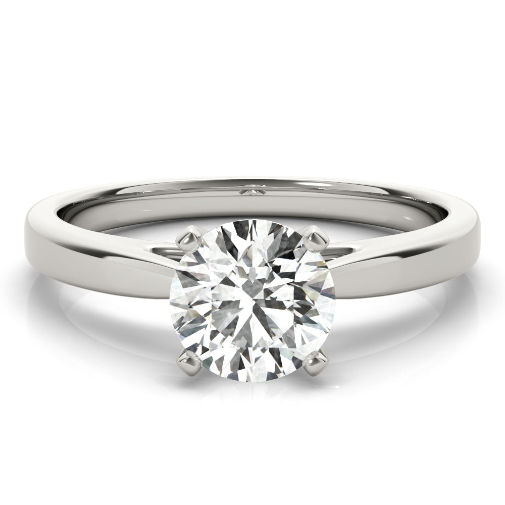 Luxe Cathedral Shank Solitaire Round Diamond Engagement Ring in 10K/14K gold and platinum with certified lab-grown or natural diamonds